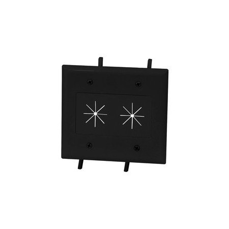 Cable Wholesale Easy Mount Series Dual Gang Cable Passthrough Wall Plate with Flexible Opening, Black 45-0015-BK